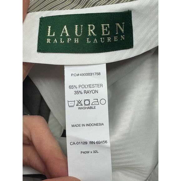 NWT Lauren Ralph Lauren Men's Pleated Cuffed Brown Gray Dress Pants - Size 40x32 - Picture 6 of 6